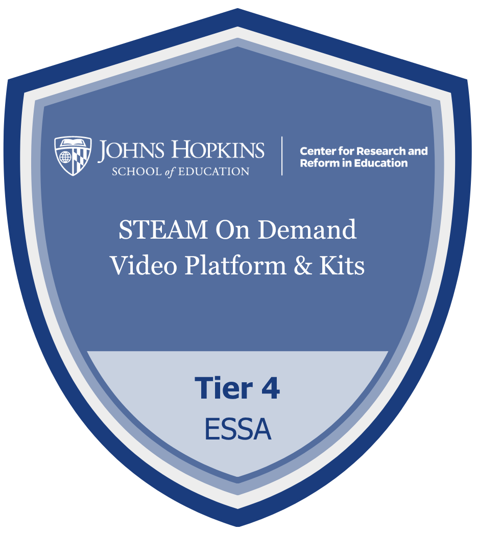 Johns Hopkins School of Education Tier 4 ESSA evidence badge for STEAM On Demand